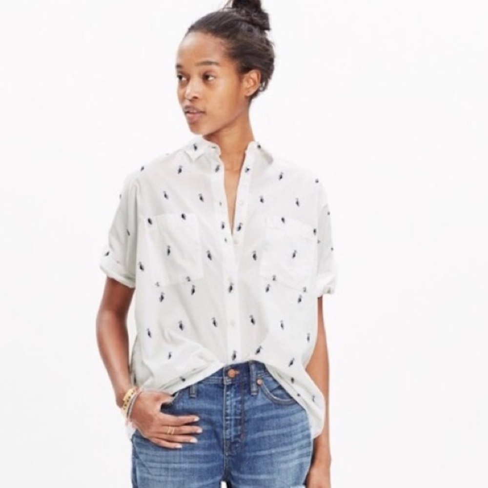 Madewell Pelican Short Sleeve Button up shirt
